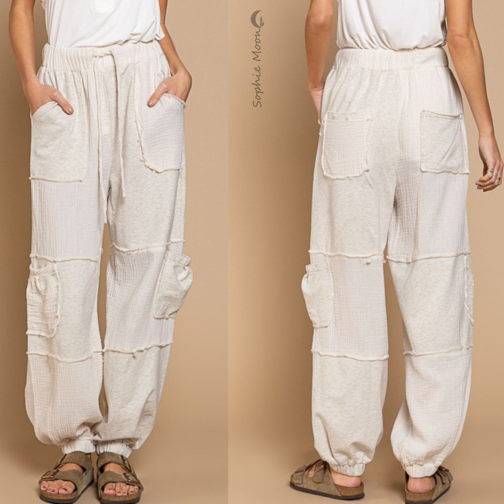 Pol Designed Boho Chic Casual Pants Jogger with Elastic Band